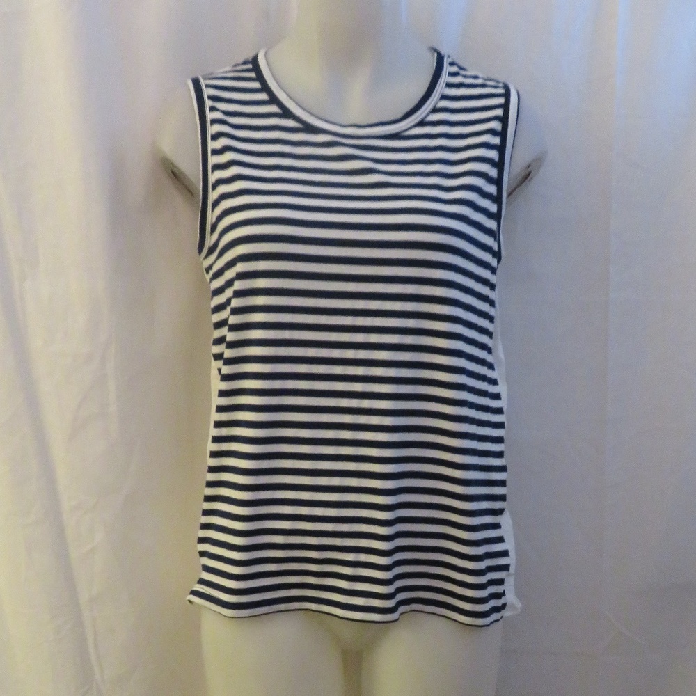 CLU TOO BLUE/WHITE STRIPE SLEEVELESS TOP SMALL